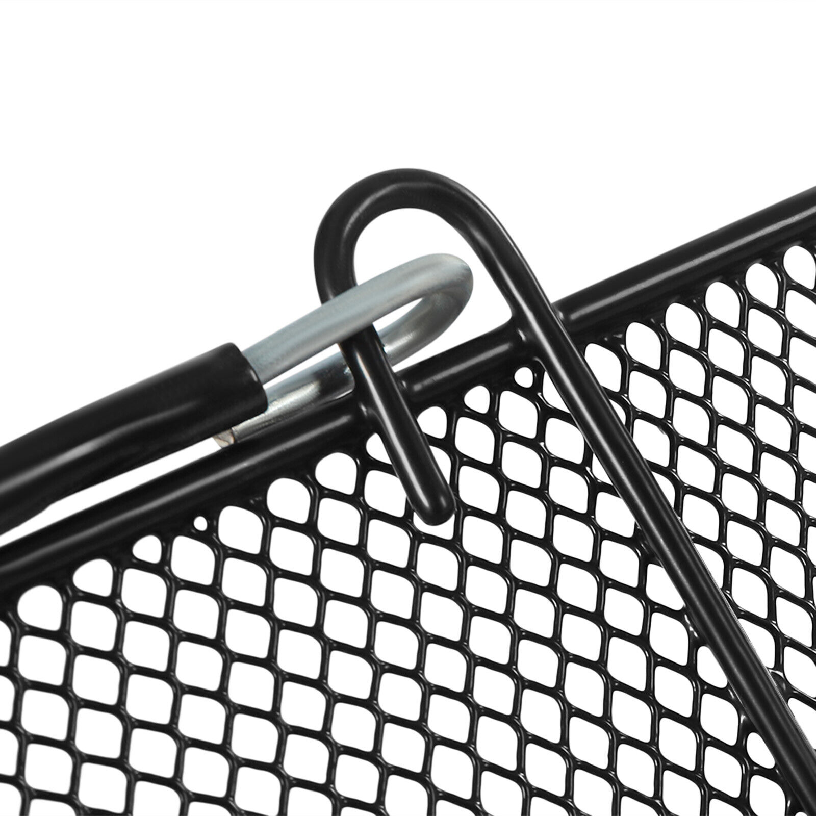 Miumaeov Set of 12 Portable Metal Wire Mesh Shopping Baskets with Handles+1 Basket Stand for Supermarket Retail Store, Black
