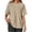 Khaki, variant on Short Sleeve Women Solid Casual Loose Side Split Shirt Tops