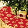 thumbnail image 5 of 48 Inch Christmas Snowflake Tree Skirt Gold Snowflake Red Christmas Tree Skirt Large Red Round Xmas Trees Mat with Gold Snowflakes for Winter Holiday New Year Party Xmas Trees Home Decor, 5 of 6