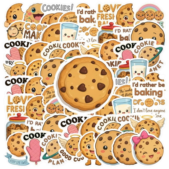 35pcs Cute Cookie Stickers Baking Children Stickers Fun PVC Kids Stickers for Laptop Suitcase Phone