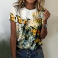 thumbnail image 2 of ZMHEGW T Shirts For Women Graphic Summer Casual Fashion Round Neck Short Sleeve Flower Butterfly Print Top Tshirts, 2 of 4