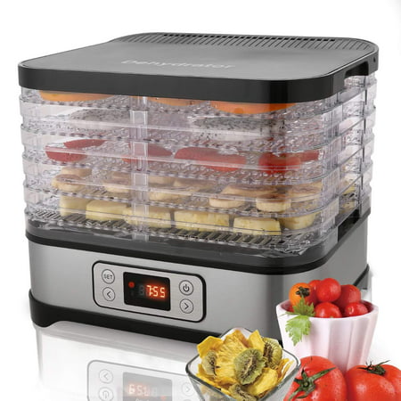 Professional Food Dehydrator Machine, Jerky Dehydrator with Timer, Five Tray And LCD Display Screen,Electric Multi-Tier Food Preserver for Meat Or Fruit Vegetable