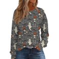 thumbnail image 5 of YVNAURA Women's Spooky Season Oversized Graphic Crewneck Sweatshirt Long Sleeve Loose Fit Pullover Halloween Pumpkin Ghost Bat Print Casual Fall Top 1 Pack, Grey,L, 5 of 6