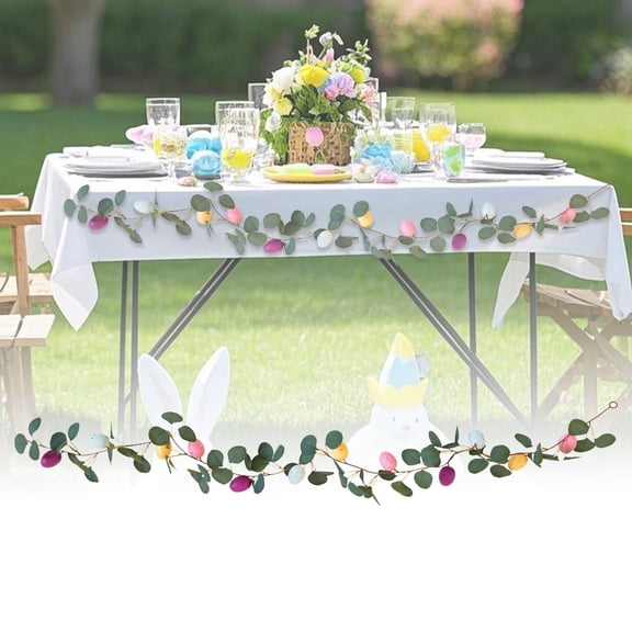 67 Inch Artificial Easter Egg Garland with Green Leaves, Pastel Speckled Eggs on Vine, for Mantels, Fireplaces, and Indoor/Outdoor Holiday Decor