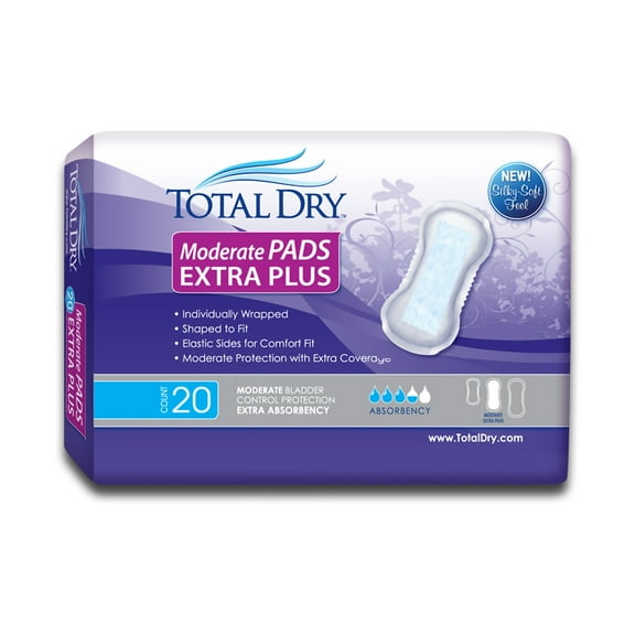 TotalDry Female Incontinent Pad Contoured 13-3/4 Inch Length SP1563, Moderate Extra, 180 Ct