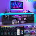thumbnail image 4 of ANPOO LED TV Stand for TVs up to 95",High Gloss Gaming Entertainment Center Media Console with Power Outlet,Open Shelves and 2 Storage Cabinets,Black, 4 of 5