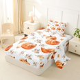 thumbnail image 2 of Feelyou Boho Pumpkin Twin Sheets, Hippie Autumn Floral Bedding, White, 3 Pieces, 1 Flat Sheet, 1 Fitted Sheet and 1 Pillowcase, 2 of 5