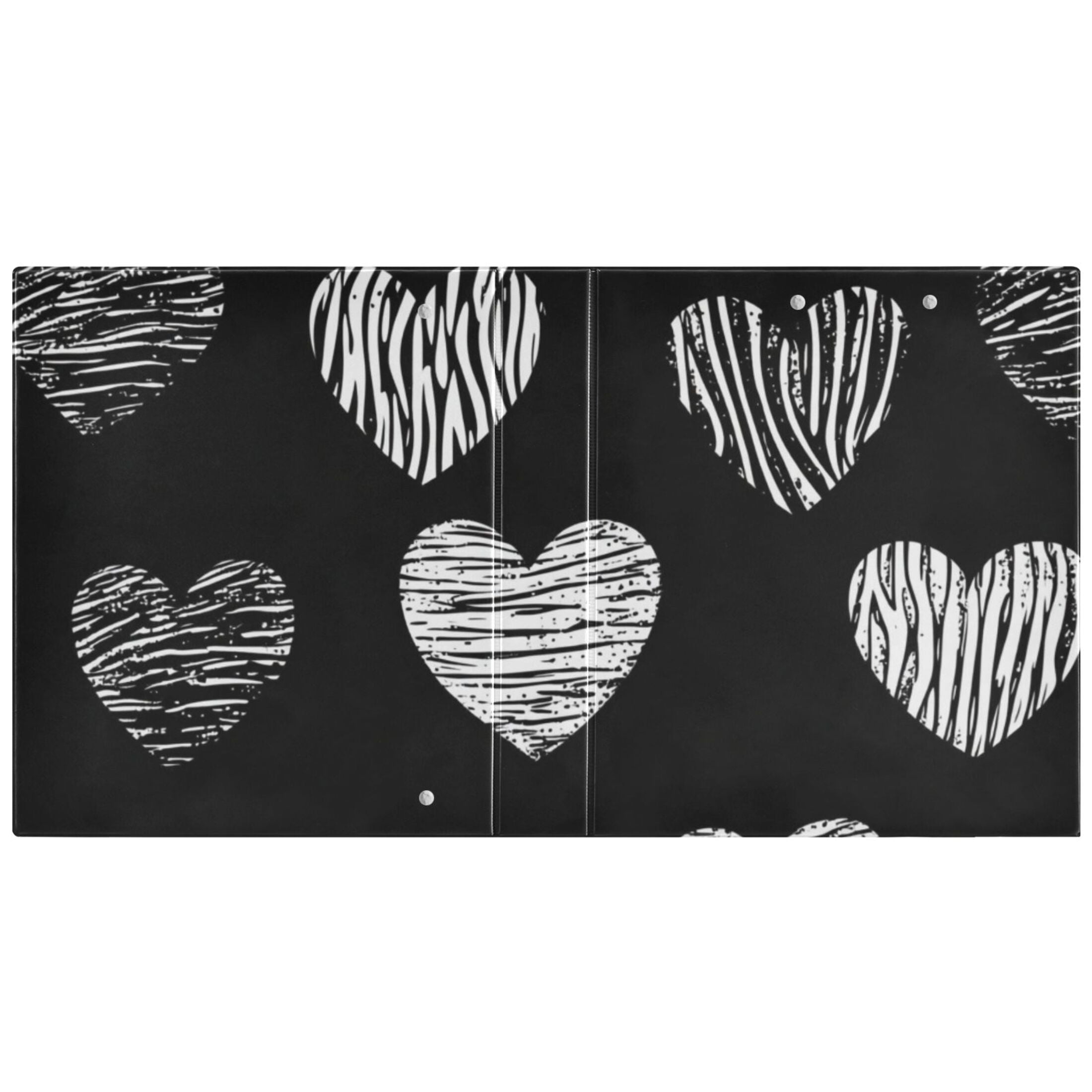 Hearts in Black 3 Ring Binders 1.5 inch Hardcover File Folders with Interior Pockets A4 Size Organizer for School Office Hospital Set of 2