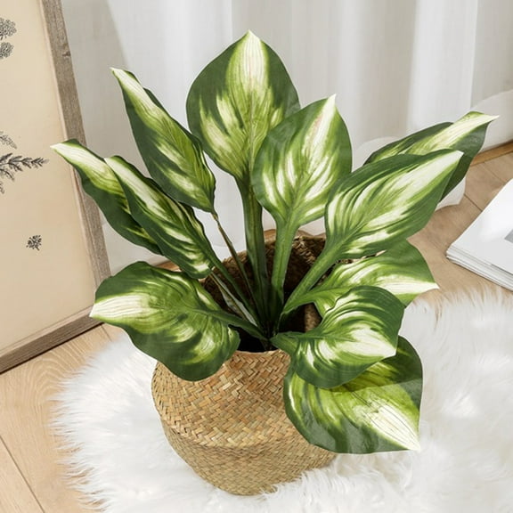 Artificial Potted Green Leaf Plant in Pot for Desk Top Decor Lifelike Simulated Flowers Artificial Green Leaves DIY Plant for Garden Decor
