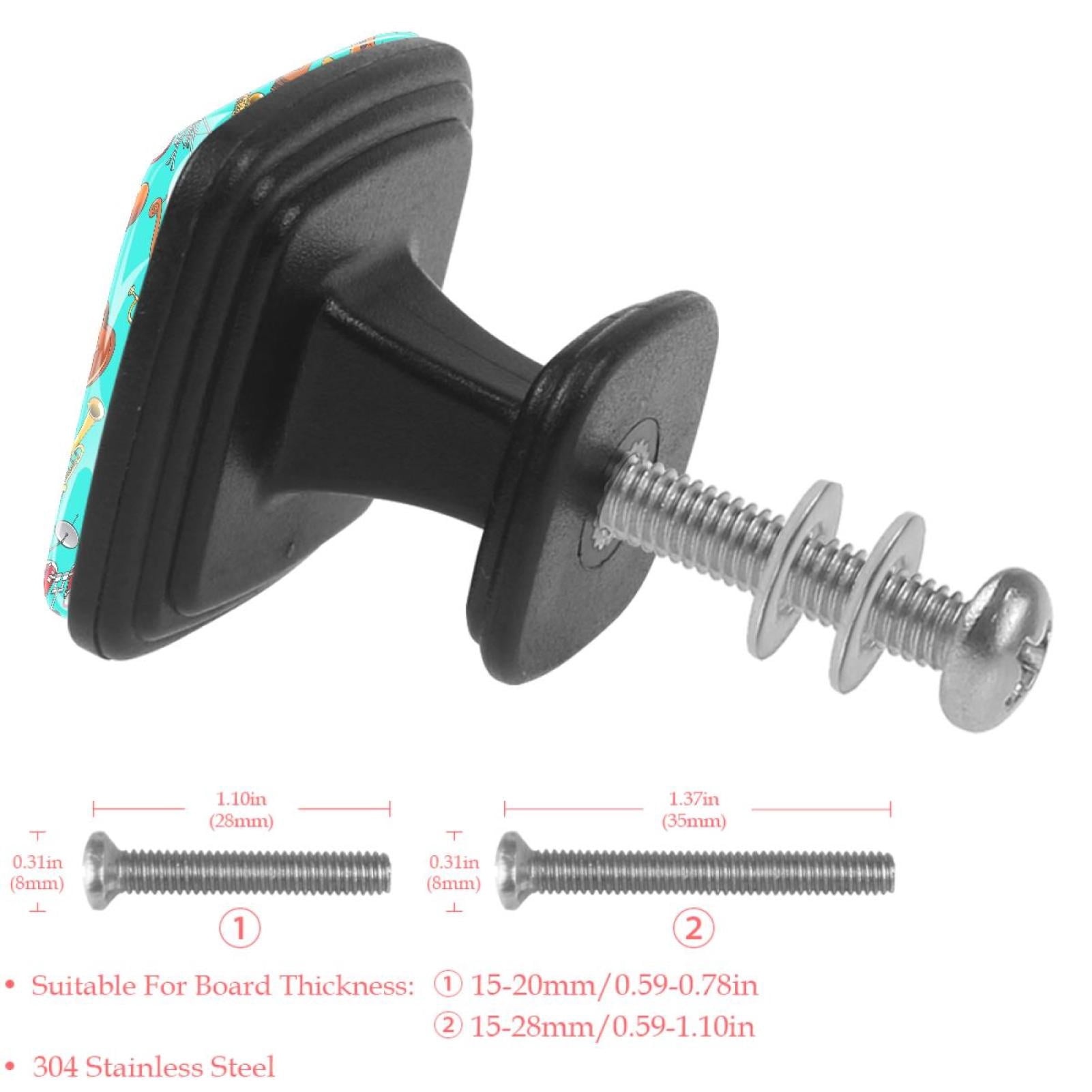 4 Pcs Square Cabinet Handle Cupboard Knob Drawer Pulls Handle Guitars Music Drawer Knobs with Screws Furniture Decoration