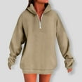 thumbnail image 5 of GuzomFashion Womens Khaki Half Zip Hooded Sweatshirt Dress - Oversized Drop Shoulder, 100% Polyester Wrinkle-Resistant, Machine-Washable Mini Length, S-XXL,Size S, 5 of 6