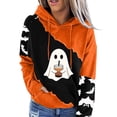 thumbnail image 2 of Oversized Hoodies for Women Halloween Retro Color Blocked Printed Long Sleeved Drawstring Fall Winter Clothes, 2 of 5
