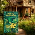 thumbnail image 3 of Happy St. Patricks Day Shamrock Garden Flag Double Sided 12 x 18 Inch Green Hat with Clovers Decorative Garden Yard Flags for Home Decor, 3 of 6