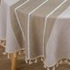 thumbnail image 1 of Farmhouse Tablecloth Heavy Weight Stitching Tassel (Round, 60 Inch, Linen)Cotton Linen Dust-Proof Table Cloth for Kitchen Dinning Tabletop Decoration, 1 of 5