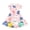Bunny Floral Print, variant on Easter Bunny Eggs Polyester Spandex Girls Short Sleeve Casual Long Dress Breathable Comfortable Kids Girls Short Sleeve Long Dress 2-14 Years Old 1 pc