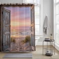 thumbnail image 4 of Sunset Beach Shower Curtains for Bathroom, Ocean Wooden Doors Coastal Landscape Washable Fabric Shower Curtain with Hooks Waterproof Bathroom Decor Sets, 60 x 72 Inches, 4 of 9