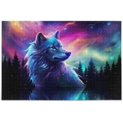 Bestwell Puzzle- Aurora Borealis Wolf Jigsaw Puzzles,1000 Piece Puzzles for Family - Fun Intellectual Decompressing Educational Games360