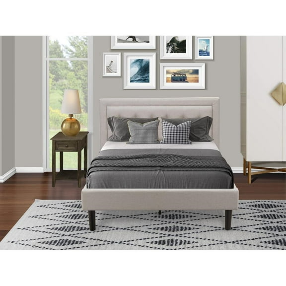 East West Furniture 2-piece Wood Fannin Full Bedroom Set in Black/Mist Beige