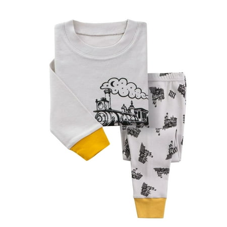 

Toddler Girls Boys Baby Soft Pajamas Toddler Cartoon Prints Long Sleeves Kid Sleepwear Top Pants Sets Outfits