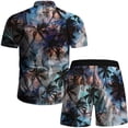 thumbnail image 4 of Up To 50% Off Summer Saving Clearance Axiiglly Hawaiian Shirt for Men Casual Button Short Sleeve Shirts Set Floral Printed Shorts Beach Tropical Matching Hawaiian Outfits, 4 of 9
