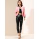 thumbnail image 3 of Abrigo rompevientos Allegra K para mujer con bolsillos Chaqueta de bombardero con cremallera Rosa L, 3 of 6