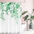 thumbnail image 3 of Emerald Green Eucalyptus Shower Curtain Sets, Watercolor Leaves on The Top Plant with Floral Bathroom Decoration 72x84 Inch with Hooks, 3 of 6