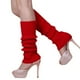 thumbnail image 1 of Xiao Hua 1 par de calcetines de punto lisos con rayas verticales para mujer, para usar en casa, calcetines de tubo medio apilados, rojos, 1 of 5