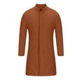 thumbnail image 4 of CHEEREAM Men's Stand Collar Single Breasted Long Walking Coat Woolen Overcoat Solid Color Long Sleeved Casual Trench Beige XL, 4 of 6