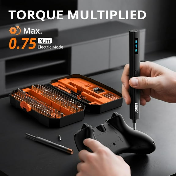 JOREST 155 in 1 Mini Electric Screwdriver Cordless, Precision Power Screwdriver Set, 5 Torque Levels (Max 0.75N.m), Gifts for Men, Magnetic Repair Tool Kit for iPhone, PC, Laptop, PS4 PS5, , Watch