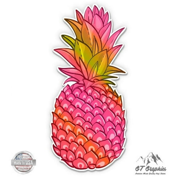 Pineapple Pink Tropical Vibes - 3" Vinyl Sticker - For Car Laptop I-Pad Phone Helmet Hard Hat - Waterproof Decal