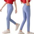 thumbnail image 4 of TIREOW Girls High Elasticity Leggings Stretch Snug Fitting Imitation Denim Leggings Pants Elastic Waist Sports Yoga Tight Pants, 4 of 5