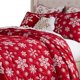 thumbnail image 3 of Juego de ropa de cama Benzara Flok Twin de 2 piezas con forma de copo de nieve rojo y blanco, 3 of 5
