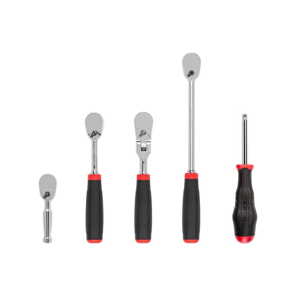 TEKTON 1/4 Inch Drive Non-Quick-Release Comfort Grip Ratchet and Spinner Handle Set (5-Piece) | SDR99010