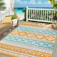 thumbnail image 3 of Aonewoe Outdoor Rug 6x9 Waterproof Reversible Camping Rug Patio Rug Plastic Straw Rug Outside Indoor Outdoor Area Rug for Patio Deck Balcony Picnic Beach, Yellow & Blue, 3 of 9