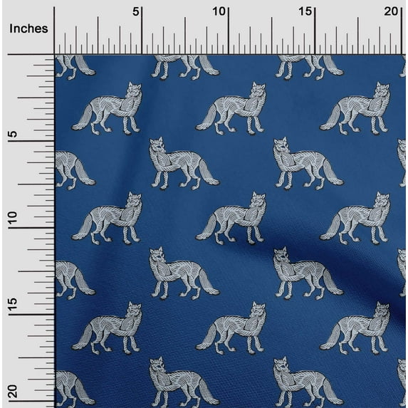 oneOone Viscose Chiffon Fabric Fox Block Printed Craft Fabric BTY 42 Inch Wide