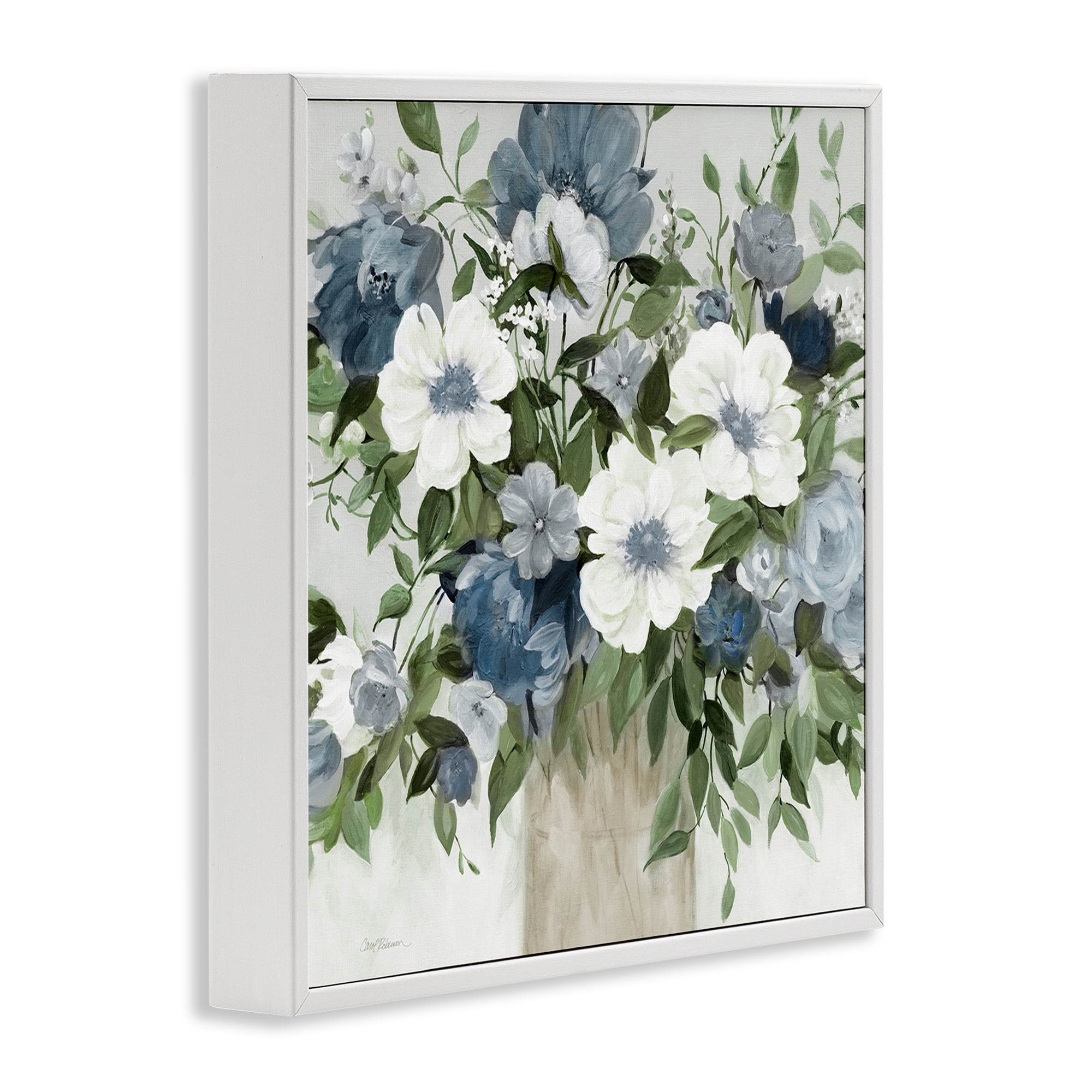 Stupell Industries White & Grey Blossoms White Framed Giclee Art, design by Carol Robinson