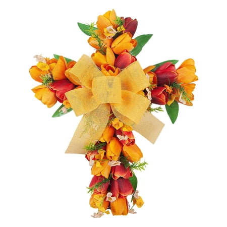 Easter Wreath With Bow Front Door Wall Hanging Arrangement For Home Holiday Easter St. Patrick s Day Home & Garden Decor Artificial Flowers Home Decor Wreath C 45x35cm