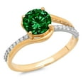 thumbnail image 2 of 1.71 ct Round Cut Simulated Emerald Solitaire with Accents Engagement Ring for Women in 14K White/Yellow Gold, 2 of 2