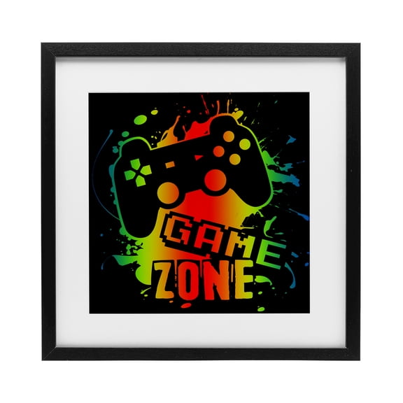 Stupell Industries Contemporary Gradient Gaming Zone Black Framed Print Under Glass, 13 x 13, by Marcus Prime