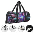 thumbnail image 5 of Xecao Colored Abstract print Round Travel Duffel Bag is a foldable gym bag with an inner pocket, perfect for travel sports, 5 of 8