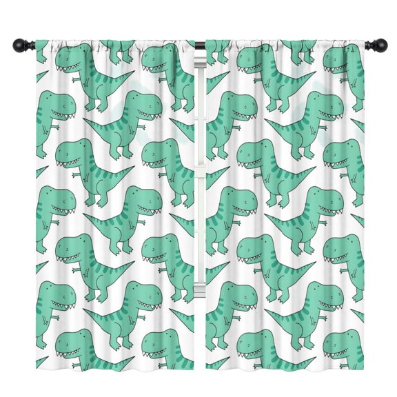 Blackout Kids Curtains,LightGreen Cartoon Dinosaurs Pattern Childrens Insulated Curtains Set Of 2,Bedroom Essentials,Toddler Room Decor 42"x84"