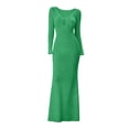 thumbnail image 5 of Squevariel Plus Size Bodycon Dress for Women Long Sleeve Solid Color Maxi Dress Fashion Cutout V-Neck Knit Dress, 5 of 5