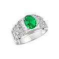 thumbnail image 4 of RYLOS Men's Rings Sterling Silver Designer Nugget Ring Oval 9X7MM Gemstone & Diamonds  Emerald May Birthstone Rings For Man Size 13, 4 of 7