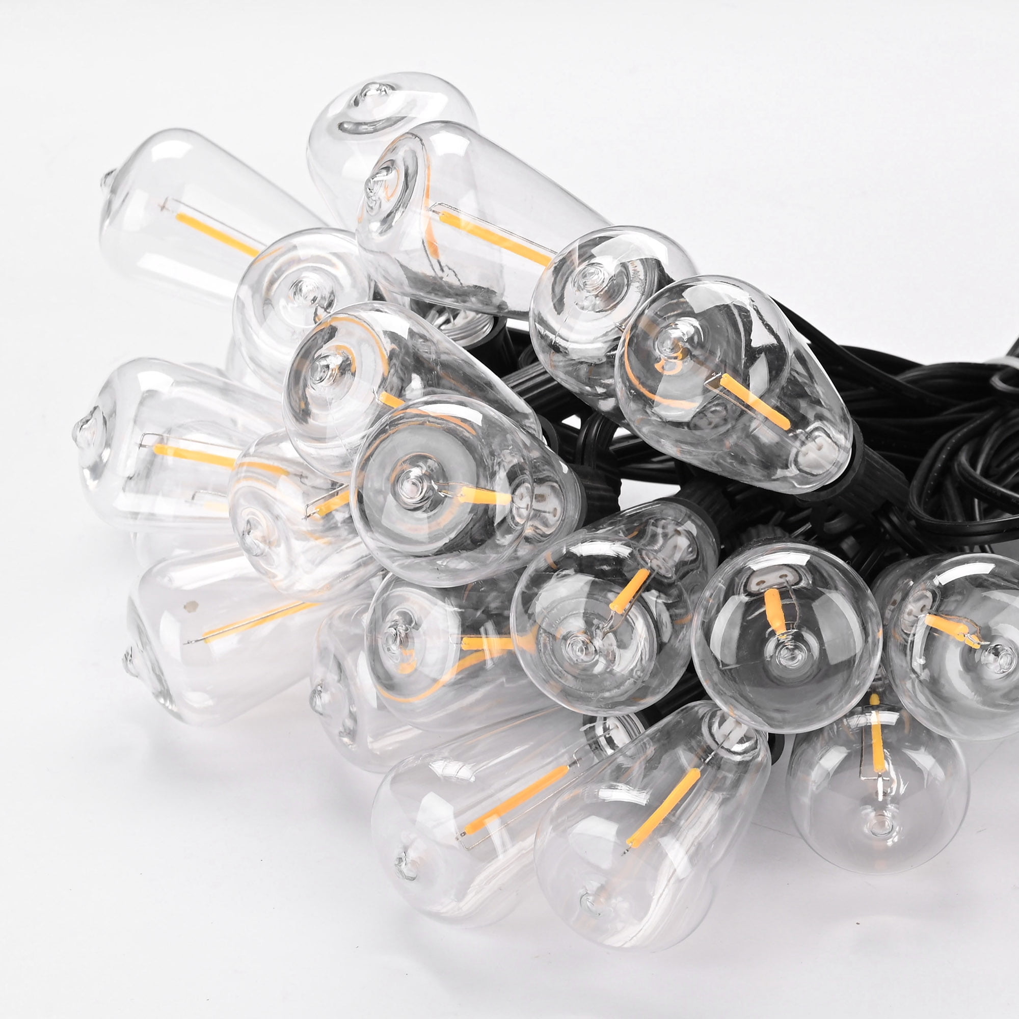 Yescom 200Ft Commercial LED Outdoor String Lights with 104 Shatterproof ST38 Vintage Edison Bulbs IP44 Waterproof Dimmable UL Listed for Wedding Event
