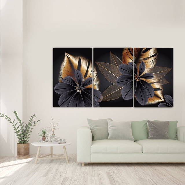 Set de Cuadros Decorativos Maxigráfica Shop Hojas Doradas Moderno Minimalista