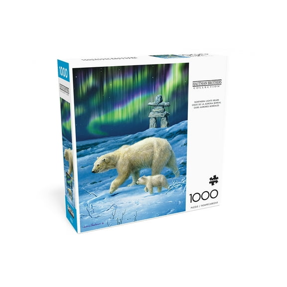 Buffalo Games 1000-Piece Nothern Lights Bears Interlocking Jigsaw Puzzle for Adults Ages 14 