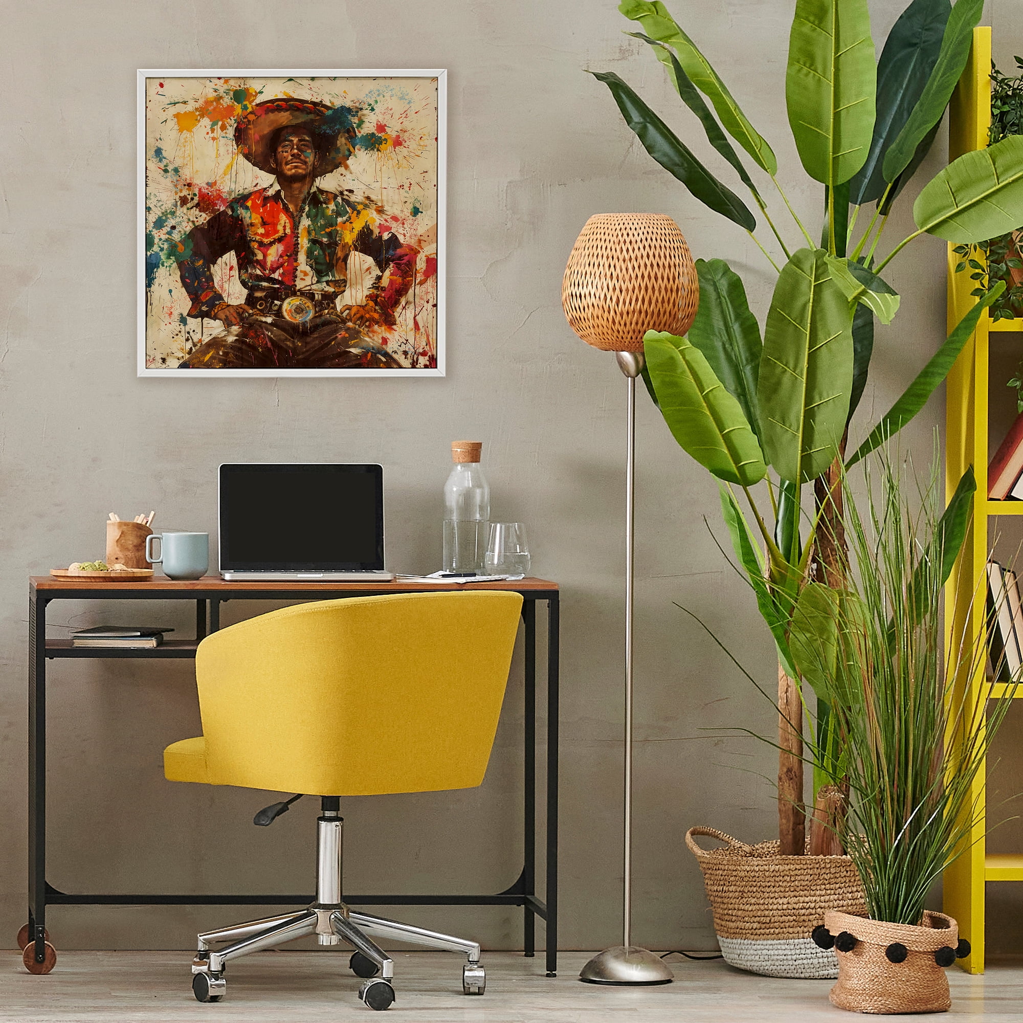 Stupell Industries El Mexicano with Paint Splatters White Framed Giclee Art, design by Marta Wiley