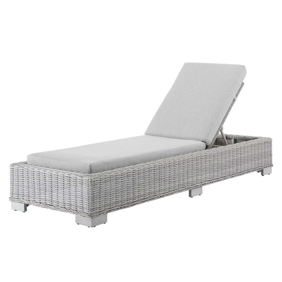 Lounge Chair Chaise, Sunbrella, Rattan, Wicker, Grey Gray, Modern Contemporary Urban Design, Outdoor Patio Balcony Cafe Bistro Garden Furniture Hotel Hospitality