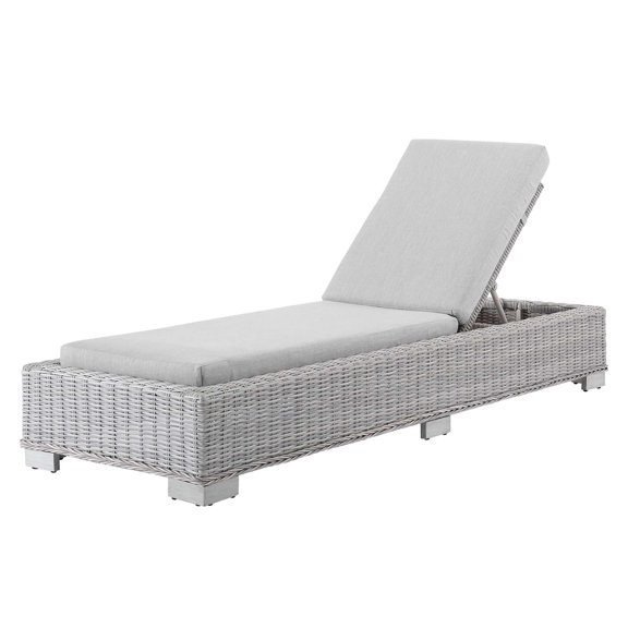 Lounge Chair Chaise, Sunbrella, Rattan, Wicker, Grey Gray, Modern Contemporary Urban Design, Outdoor Patio Balcony Cafe Bistro Garden Furniture Hotel Hospitality