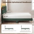 thumbnail image 4 of Bestier Corduroy Upholstered King Bed Frame with Adjustable Headboard, Platform Bed Frame with LED Light, Solid Wood Slats, No Box Spring Needed, Green, 4 of 8